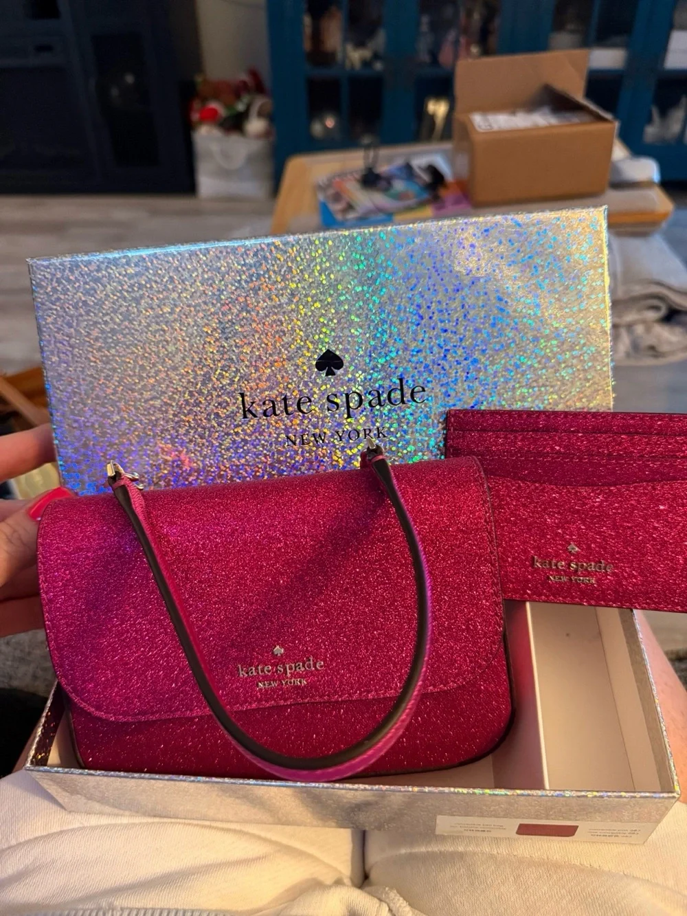 kate spade New York Fuchsia Glitter Crossbody Bag